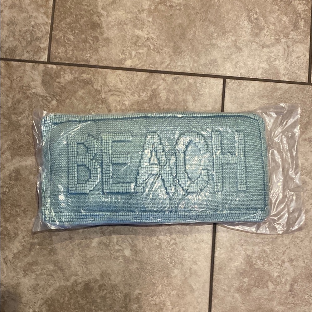 Blue 'BEACH' Decorative Pillow